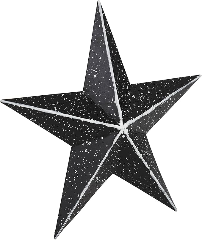 VHC Brands Patriotic Faceted Metal Star Black Wall Hanging 8x8, Independence Day Decor, American Star Design, Distressed Appearance Metal Wall Hanging, Star Shape, Country, Charcoal Black