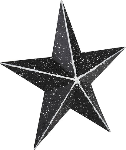 VHC Brands Patriotic Faceted Metal Star Black Wall Hanging 8x8, Independence Day Decor, American Star Design, Distressed Appearance Metal Wall Hanging, Star Shape, Country, Charcoal Black