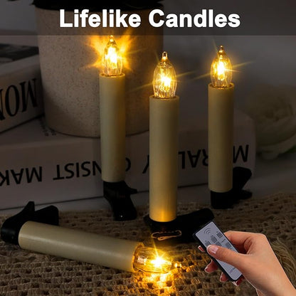 TECHLONG 20 PCS Flickering Christmas Tree Candle Lights, Clip on Candles for Christmas Tree Battery Operated with Remote Timer, Flameless LED Window Candles for Home Christmas Party Decoration