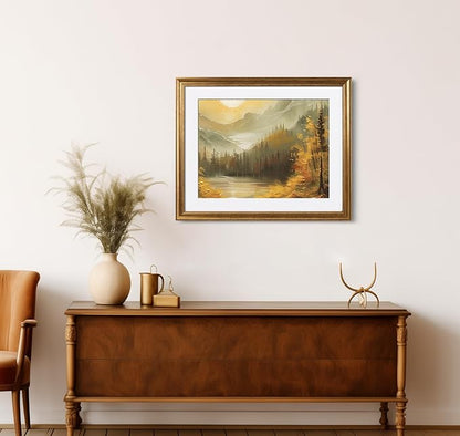 Yaetm 20x24 Gold Picture Frame Matted to 16x20 Set of 2, 1.4” Wide Molding & Rustic Gold Frames for Wall Gallery, Home and Office, Wall Mounting, 2 Pack