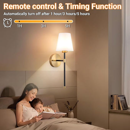 Nekhung Battery Operated Wall Sconces Set of 2, Wireless Wall Light with 10000mAh RGB Dimmable Magnetic Bulb, Rechargeable Wall Sconce with Remote Control for Bedroom Living Room