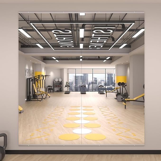 LOAAO Home Gym Mirror, 65"x30"-2 PCS Gym Mirrors for Wall, Frameless, Tempered Glass, Large Workout Mirrors for Home Gym, Dance Studio, Yoga Room, Garage Gym