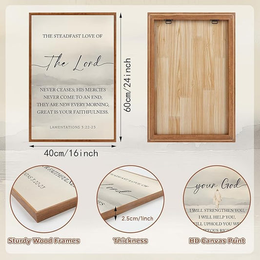 HLNIUC Christian Scripture Framed Wall Art Set of 3,The Lord Your God Is Good Wall Decor(16x24),Inspiring Easter Bible Verse Canvas Artwork,Modern Religious Quotes Prints for Church,Bedroom,LivingRoom