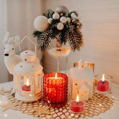 Eywamage Red Flameless Tealights with Remote Batteries, Flickering Real Wax LED Tea Votive Candles Proposal Decor Set of 10