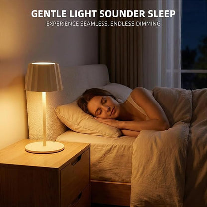 Modern 2-in-1 Table Lamp & Bottle Lamp, Pleated Metal Shade Touch Control Lamp | Adjustable Height, Warm Light & RGB, Stepless Dimming, Anti-Tip Design,Pleats,Beige
