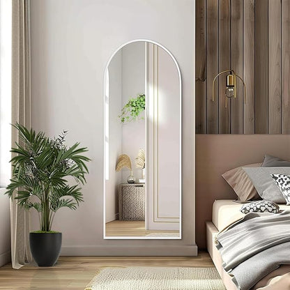 White 48"x16" Arched Full Length Mirror, Large Bathroom Wall Mirror Metal Aluminum Frame Modern Simple Home Decor for Living Room Bedroom Cloakroom