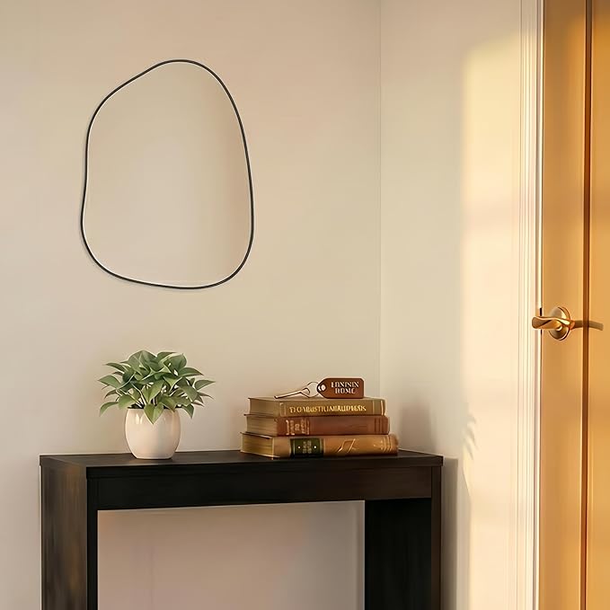 PERFNIQUE Irregular Wall Mirror Asymmetrical Mirror, 16''x12'' Black Mirror for Bathroom Bedroom Living Room Entryway, Decorative Modern Wall Decor, Wall Mounted (Black, 16''x12'')