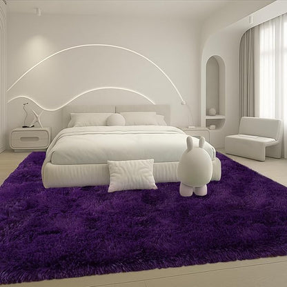 6x9 Rugs for Living Room, Rug for Bedroom,Plush Fluffy Carpet, Non-Slip Upgrade Purple Rug, Suitable for Kids Dorm Home Decor Aesthetics.