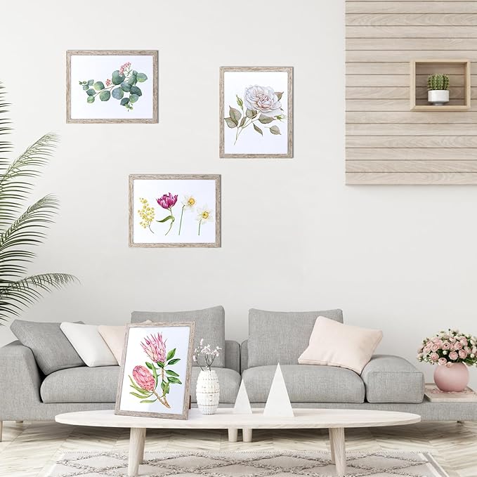 Giftgarden 11x14 Picture Frame Distressed Beige White Set of 12, Multi Rustic Wood Grain 11 by 14 Photo Frames Bulk for Wall or Tabletop Display