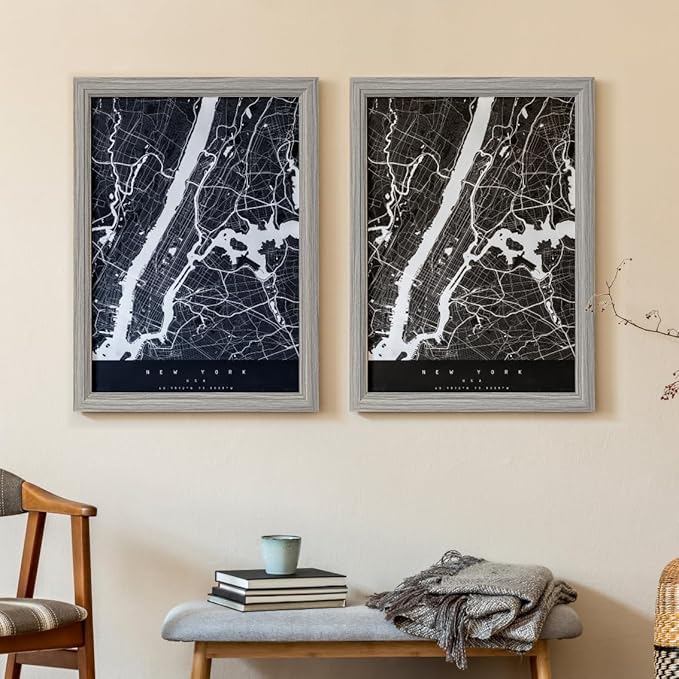 KTKDE Studio Gallery 18x24 Select Poster Frame Set of 5, Grey Wooden frames Display Poster, Posters & Art Prints for Artwork Wall Vertical or Horizontal Display best gift