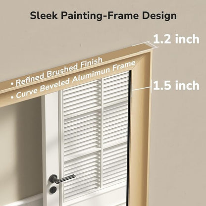 USHOWER Brushed Gold Bathroom Mirrors for Over Sink 24x36 Inch, Metal Framed Rectangle Vanity Mirror for Wall, Bedroom, Living Room, Entryway, Anti-Rust, HD Tempered Glass, Horizontal/Vertical