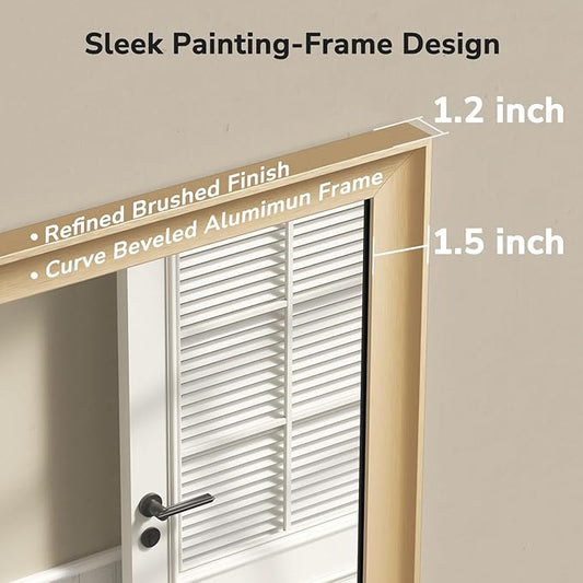 USHOWER 2 Pack Brushed Gold Bathroom Mirrors for Over Sink 24x36 Inch, Metal Framed Rectangle Vanity Mirror for Wall, Bedroom, Living Room, Entryway, Anti-Rust, HD Tempered Glass, Horizontal/Vertical