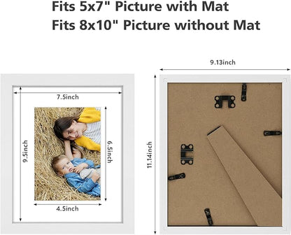 Golden State Art, 8x10 Picture Frame Set of 6 - Matted to 5x7 Photo - Engineered Wood Gallery Frame Set - Wall Mounting (White,6 Pack)