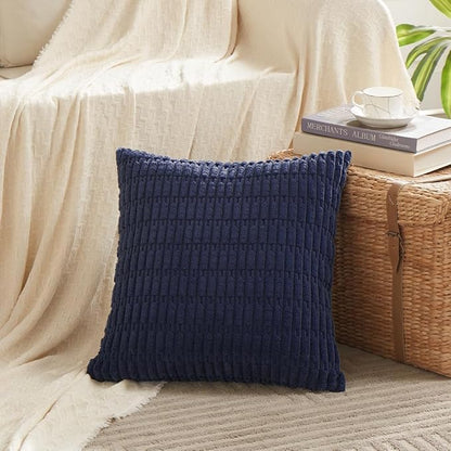 Fancy Homi 4 Packs Decorative Throw Pillow Covers for Living Room Couch Bed, Modern Farmhouse Boho Home Décor Accent Cushion Case, 18" x 18", Navy Blue