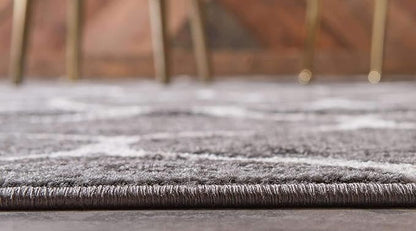 Unique Loom Trellis Frieze Collection Area Rug - Rounded (6' Square, Dark Gray/ Ivory)