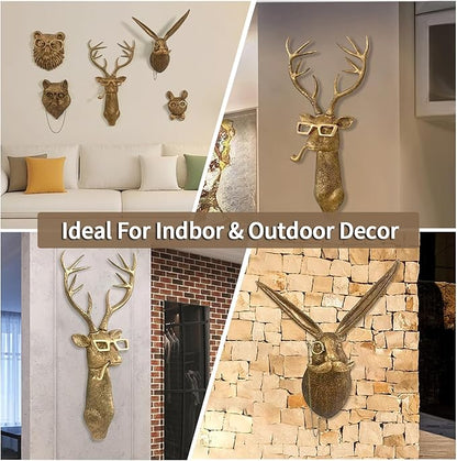 Joogour Head Wall Mount Decor,Resin Animal Sculptures，Art Deco Wall Hanging Decoration for Living Room Bedroom Officeroom Gift (Deer)