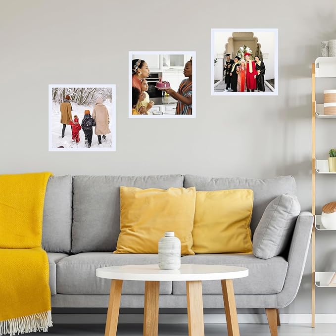 7x7 Picture Frame Set of 6 White for Wall Hanging or Tabletop, Wall Mounting Horizontally or Vertically, 7 x 7 Square Wall Gallery Poster Photo Frame with Shatter Resistant Plexiglass, 6 Pack, White
