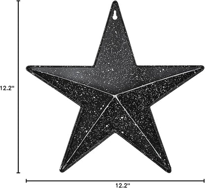 VHC Brands Patriotic Faceted Metal Star Wall Hanging, 12x12, Distressed Appearance, Independence Day Decor, American Star with Display Pocket