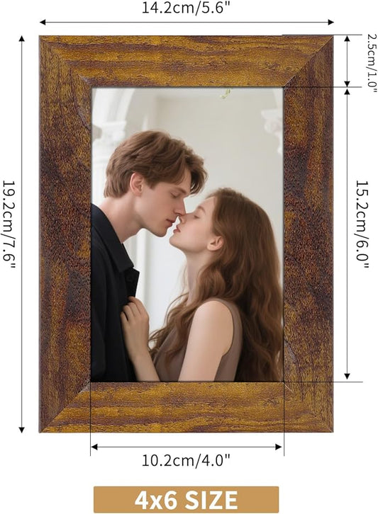 PETAFLOP 4x6 Frame Set of 7, 4x6 Picture Frame in Multi Colors, Rustic Wooden Frames for Tabletop and Wall Mounting Display