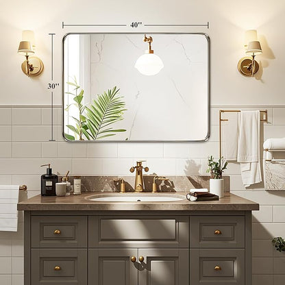 Fabuday Bathroom Mirror Over Sink - 40x30 Inch Bronze Wall Mirror with Aluminum Alloy Frame, Rectangle Vanity Mirror for Bedroom, Living Room, Entryway, Farmhouse