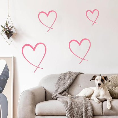 KOYILTD 4 Pcs Metal Heart Wall Art for Bedroom Modern Love Heart Wall Decor Metal Wall Decoration above Bed for Living Room Bathroom Office Wedding (Pink, Classic)