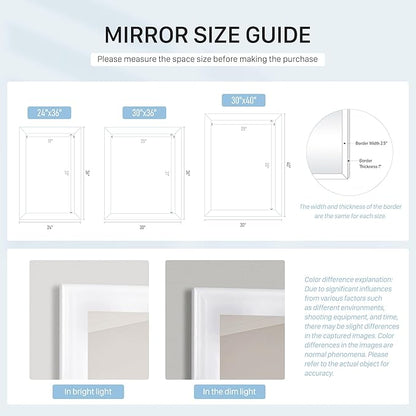 Black Mirror for Bathroom,Rectangle Rustic 30 x 36 inch Vanity Mirror for Wall,Wall-Mounted Hanging Mirror for Entryway,Bedroom or Living Room