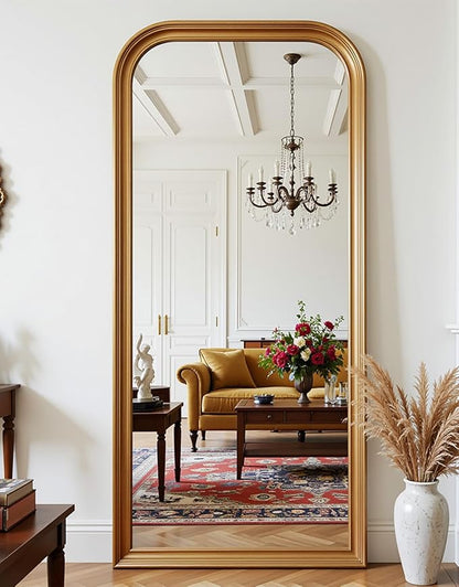 Antok 71"x32" Oversized Full Length Mirror, Extra Large Floor Mirror Freestanding or Wall-Mounted Mirror for Bedroom, Living Room, Cloakroom, Gold