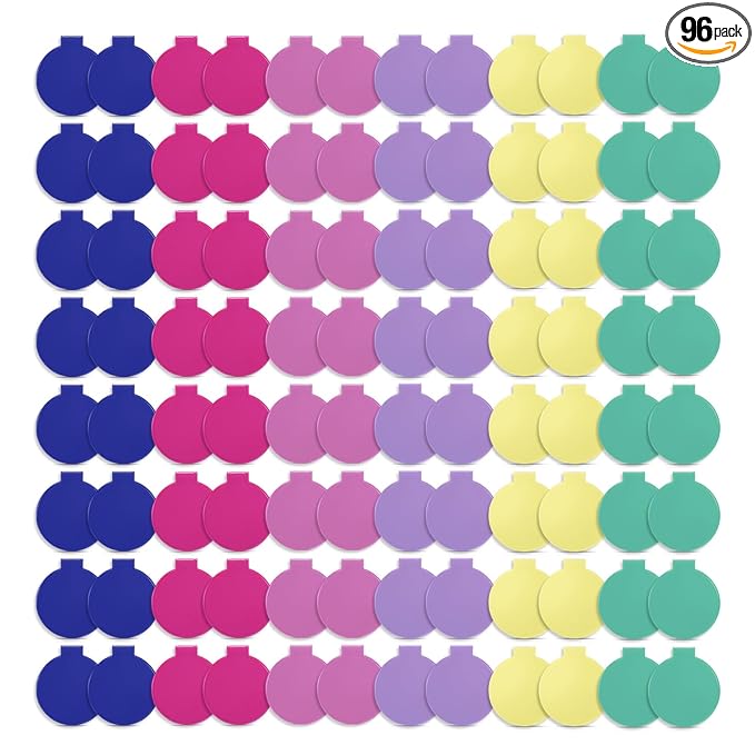 Qislee Compact Mirror Bulk, Pocket Small Mini Folding Mirrors for Purse, 96 Packs (6 Colors)