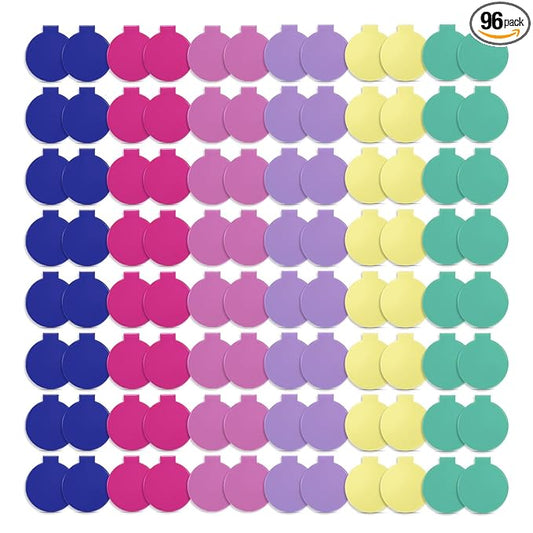 Qislee Compact Mirror Bulk, Pocket Small Mini Folding Mirrors for Purse, 96 Packs (6 Colors)