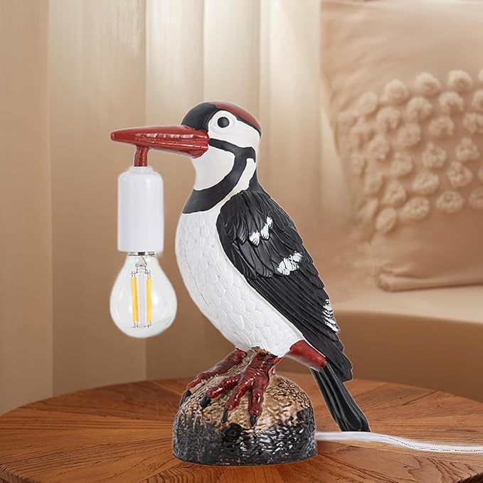 Bird Lamp Table Lamp,Woodpecker Design with LED Bulb,Crow lamp Table Light,Bird Desk Lamp,Table Lamp Crow Decor for Bedroom,Living Room Decoration Woodpecker Desk Lamp