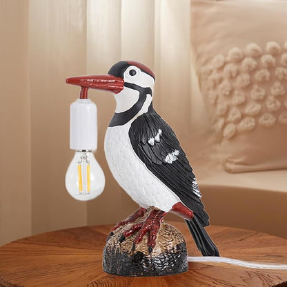Bird Lamp Table Lamp,Woodpecker Design with LED Bulb,Crow lamp Table Light,Bird Desk Lamp,Table Lamp Crow Decor for Bedroom,Living Room Decoration Woodpecker Desk Lamp