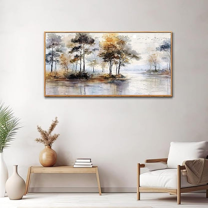 Wapluam Framed Wall Art,Abstract Wall Art Artwork Forest Canvas Wall Art Vintage Farmhouse Trees Pictures Decor Rustic Nature Canvas Painting Ready To Hang Living Room Bedroom And Office Home Decor