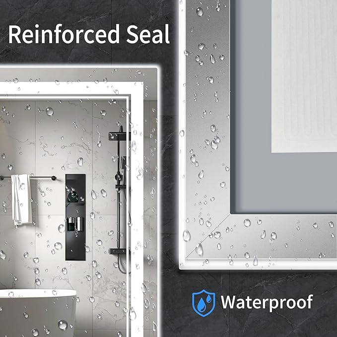 30"x30" LED Bathroom Mirror with Anti-Fog, Stepless Dimmable Lights, 3 Color Modes, Shatter-Proof Tempered Glass,Waterproof Design