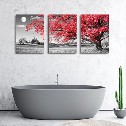 MHARTK66 Wall Decor - Large Size Canvas Wall Art For Living Room & Bedroom - Black and White Landscape Framed Wall Pictures - 3 Pieces Ready To Hang