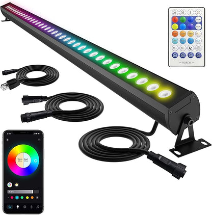 Linkable LED Light Bar Outdoor Color-Changing, 40″ RGBCW Wall Washer Light, 180W Smart Bluetooth App & Remote Control, 2700K-6500K Tunable White, IP65, for Stage, DJ, Home Patio & Commercial