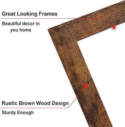 SESEAT 11x14 Frames, Display Pictures 8x10 With mat or 11x14 Prints Without Mat,Wall Mounting,Brown,6PCS