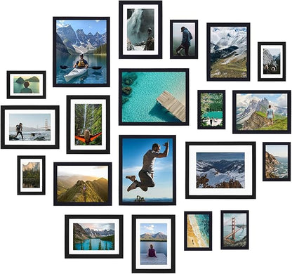 Fixwal 20 Pack Picture Frames Collage Wall Decor Wall Frame Set for Gallery Wall Decor, Hanging or Tabletop Display, Assorted Picture Frames Including 8x10, 5x7, 4x6 Family Photo Frames, Black