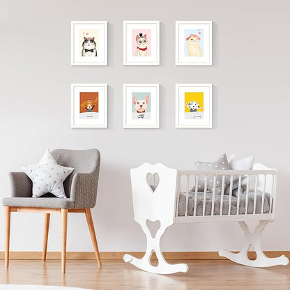 upsimples 8x10 Picture Frame Set of 3, Made of High Definition Glass for 5x7 with Mat or 8x10 Without Mat, Wall Mounting Photo Frames, White