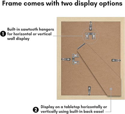 Americanflat 8x10 Picture Frame with Plexiglass - Set of 5 - Use as 5x7 Frame with Mat or Display 8x10 Photo Without Mat - Galleria Collection - Picture Frames for Tabletop or Wall - Natural Oak