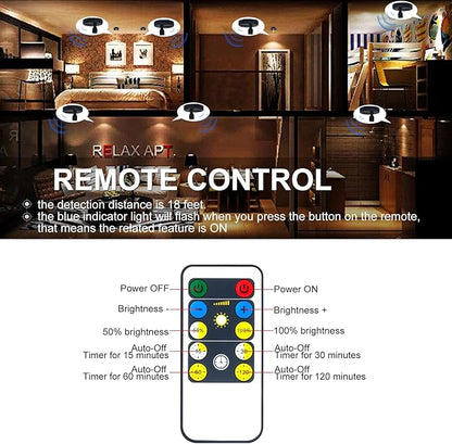 HAMVIDNE LED Spotlight, Battery Powered Picture Lights, Uplighting Indoor, Puck Lights with Remote, Plant Spot Light for Wall Art Display Dartboard Painting Artwork Accent Closet-4Pack