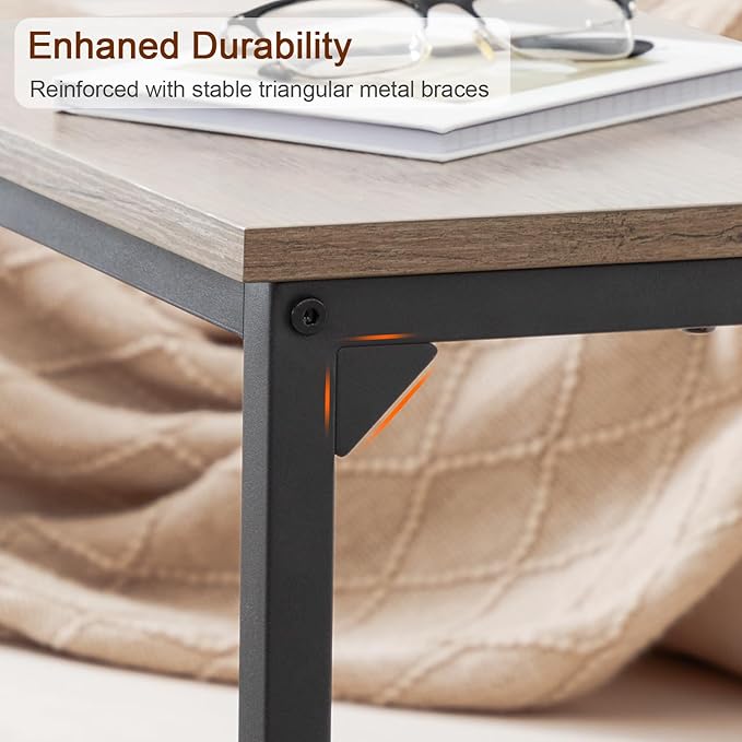 AMHANCIBLE C Shaped End Tables, Couch Side Tables that Slide Under, TV Trays for Living Room, Bedroom, Small Space, Sofa, Grey HET02BGY-1