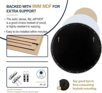ANDY STAR Bronze Round Mirror 36 inch, Oil Rubbed Bronze Round Mirror in Metal Frame, Anti-Rust Large Bronze Vanity Mirror, HD Reflection, Wall-Mounted