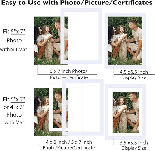 JCJMY 12 Packs 5x7 Picture Frames Bulk, Display 4x6 with Mat or 5x7 Without Mat, White Gallery Frame Set, 5 by 7 Frames Bulk Set of 12, Collage Wall Decor Photo Frame Set for Wall and Tabletop, White