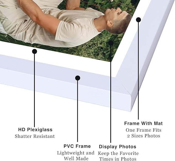 JCJMY 12 Packs 5x7 Picture Frames Bulk, Display 4x6 with Mat or 5x7 Without Mat, White Gallery Frame Set, 5 by 7 Frames Bulk Set of 12, Collage Wall Decor Photo Frame Set for Wall and Tabletop, White