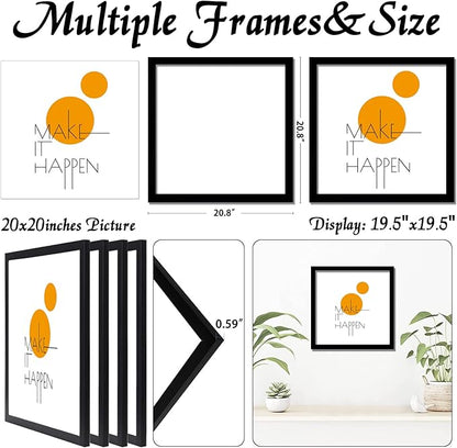 20x20 Picture Frame Set of 4, Black 20 x 20 Frame High Transparent Wall Gallery Poster Canvas Photo Frames for 20 by 20 inches