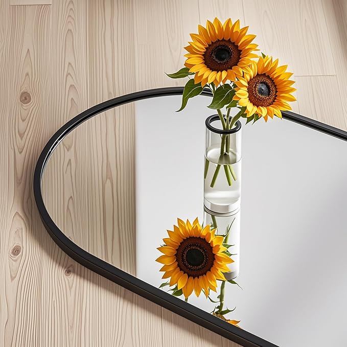 Arched Full Length Mirror, 48"x14" Gold, Tempered Shatterproof Glass & Aluminum Frame, Over Door or Wall Mounted, No Drill Installation for Bedroom, Bathroom, Closet, Entryway, Living Room Decor