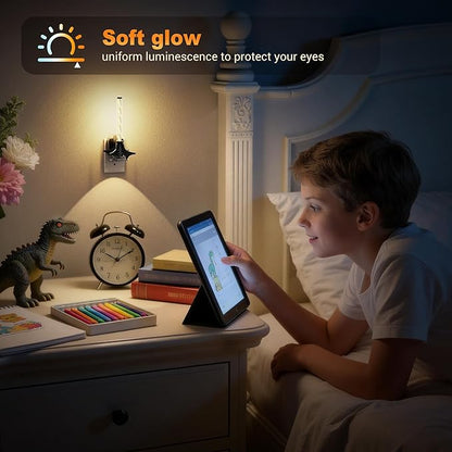 JandCase LED Night Light Plug into Wall, Dusk to Dawn Sensor, Dimmable 0-100LM Adjustable Brightness, 3000K Soft White Night Light for Bedroom, Bathroom, Stairway, Hallway, 1 Pack