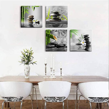 Yxbhhym Bathroom Wall Art Black and White Wall Decor Zen Artwork Buddha Green Canvas Prints Posters Spa Picture for Bedroom Living Room Decor Paintings Modern Office Decorations