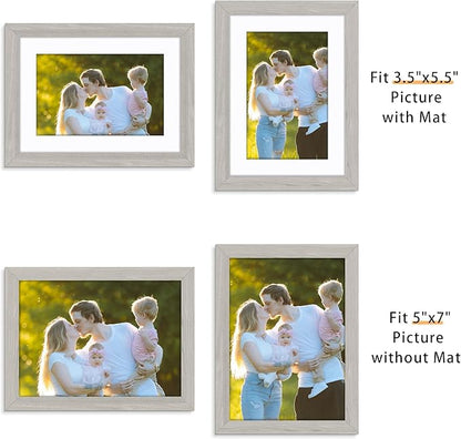Picrit 5x7 Picture Frame for Wall Mounting or Table Top Display, Set of 12, Display 4x6 with Mat or 5x7 without Mat, Gray