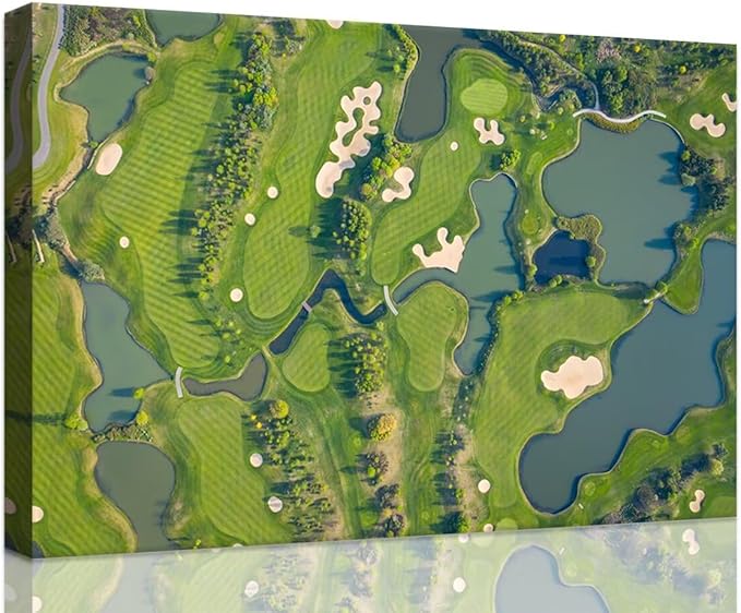 Golf Course Wall Art for Living Room Bedroom Bathroom Home Decorations Fairway Golf Course Picture Poster Canvas Prints Modern Framed Artwork Ready to Hang(18''H x 24''W)
